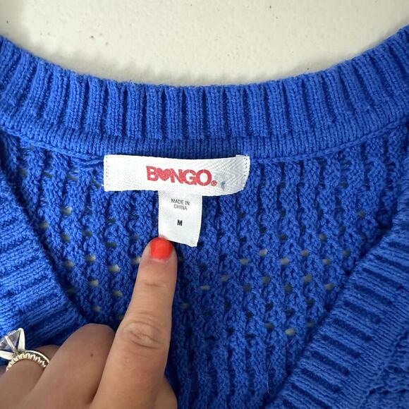 VTG Bongo Blue Short Sleeve Knit Sweater - So Cute! - Picture 4 of 5
